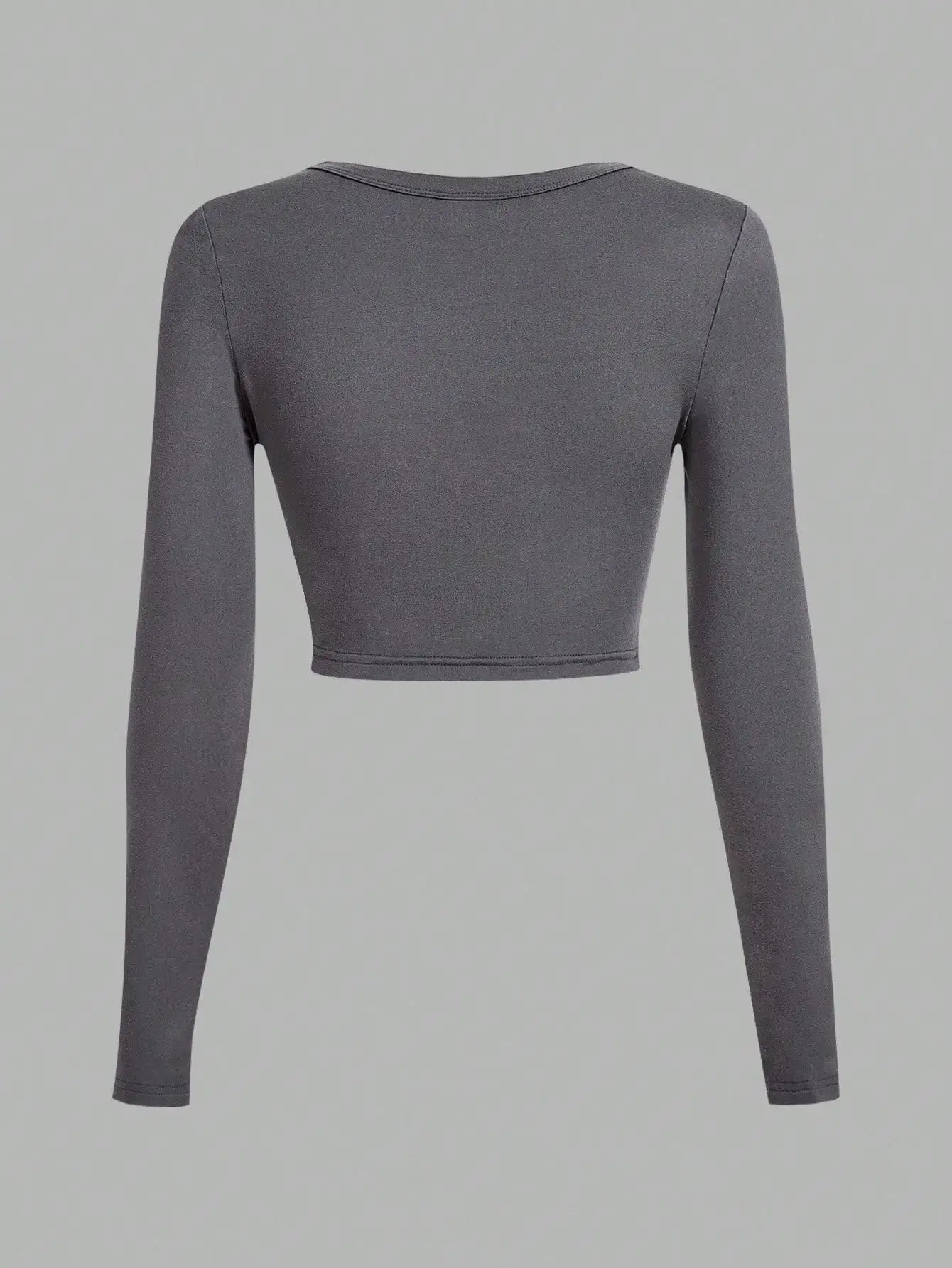 3-Pack Women's U-Neck Cropped Long Sleeve T-Shirts,