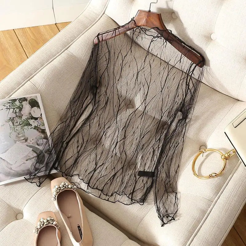Lace Sheer  T-Shirt Fashion Mesh