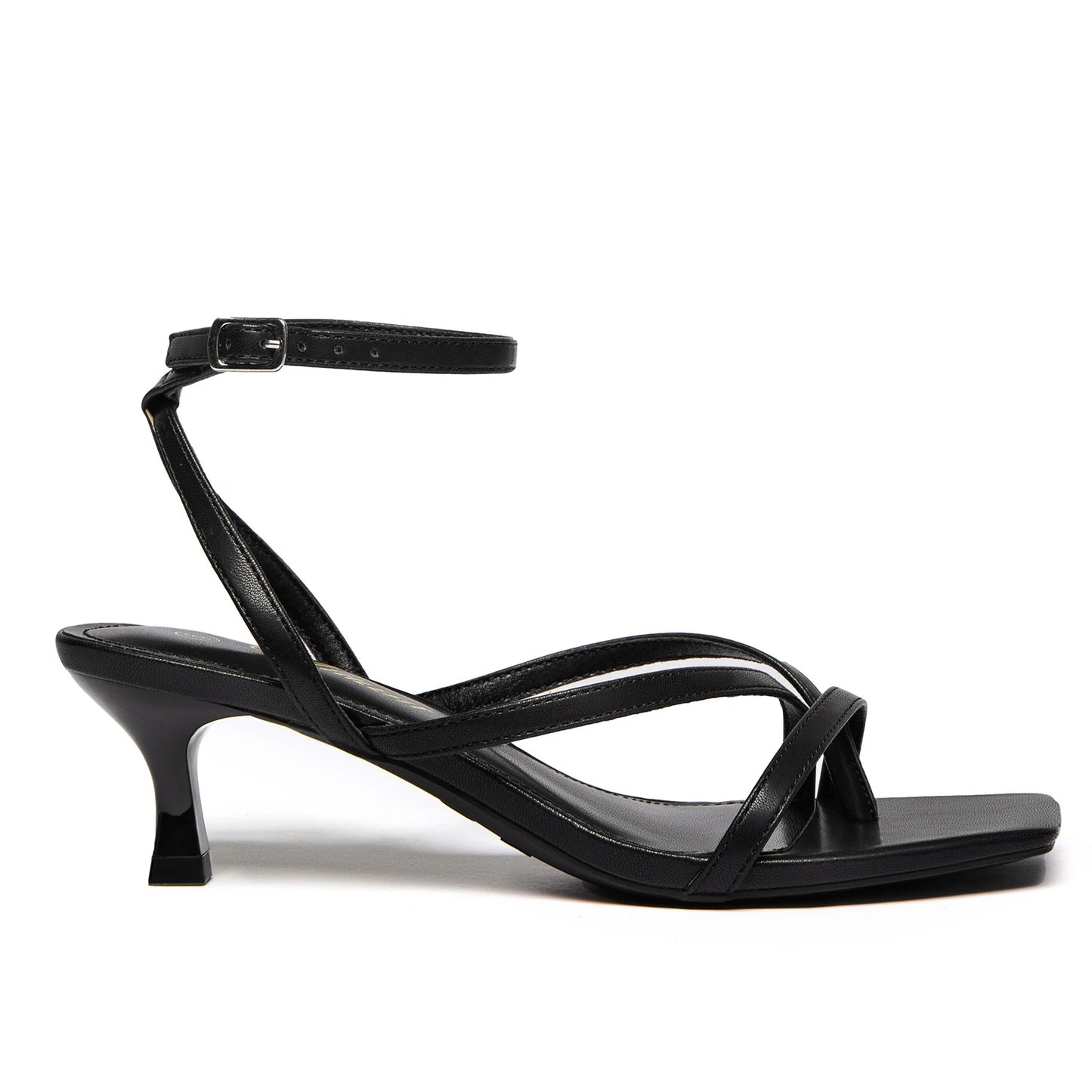 Strappy Kitten Heels Square Toe Sandals