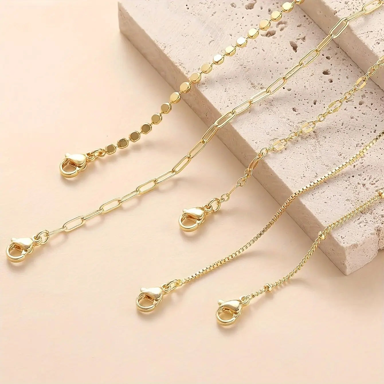 5-piece minimalist metal chain bracelet