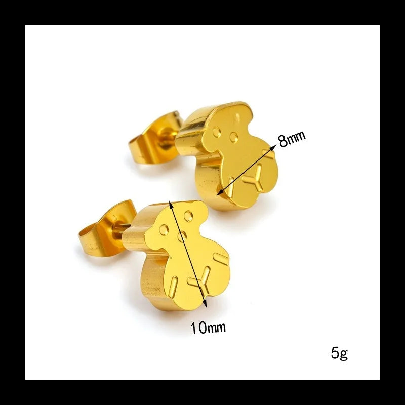 Bear Bracelet Stud Earrings Necklace Set,