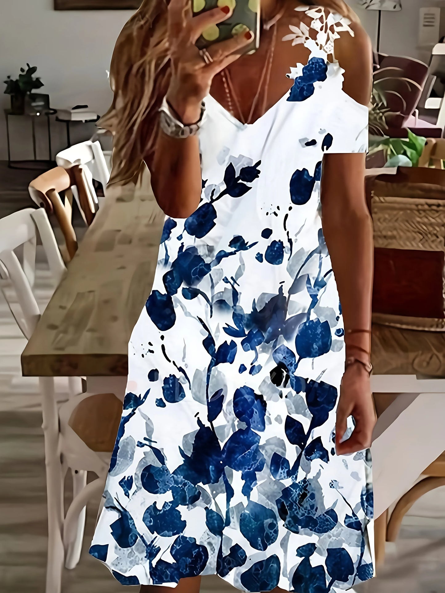 Strapless Lace Batwing Sleeve Dress Print Skirt