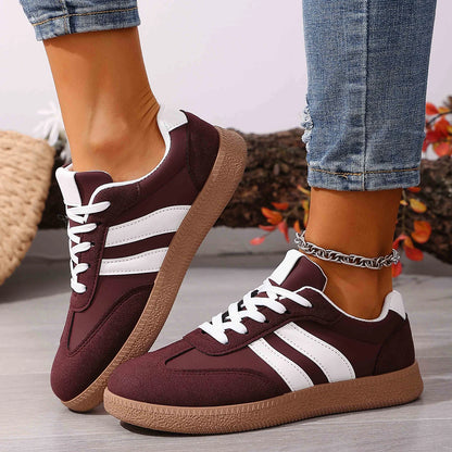 Women's Fashion Wine Red Flat Sneakers