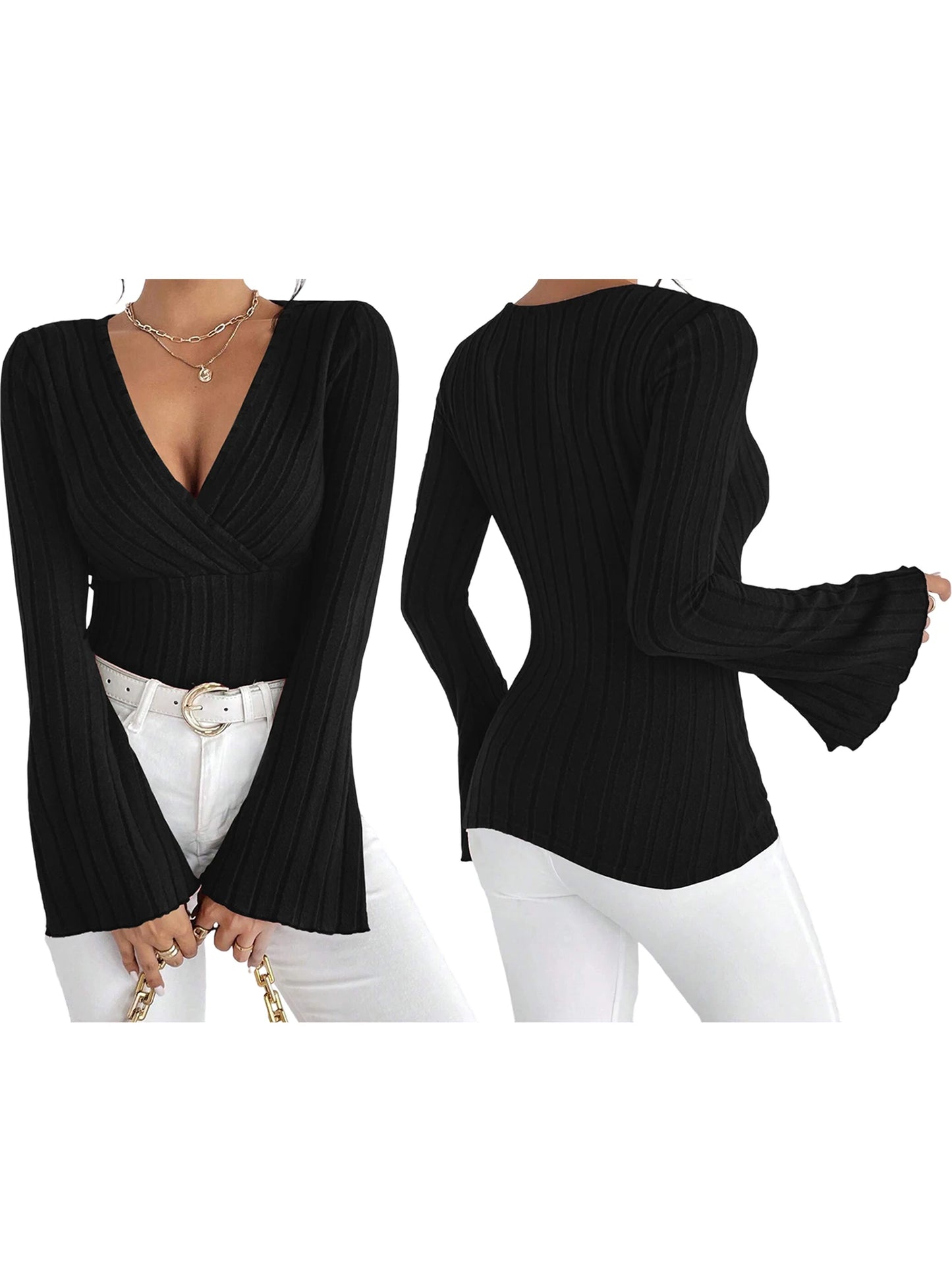 Stylish Women s  Fit Deep V Neck Blouse