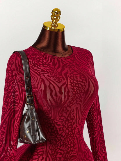 Sequin Elegant Mini Dress, Leopard Print
