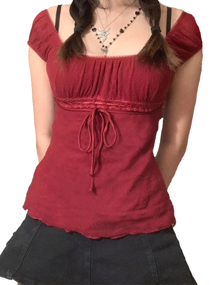 Sweet Lace Women Off Shoulder Tops