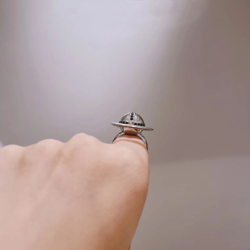 Sterling Silver Can Open Saturn  Ring