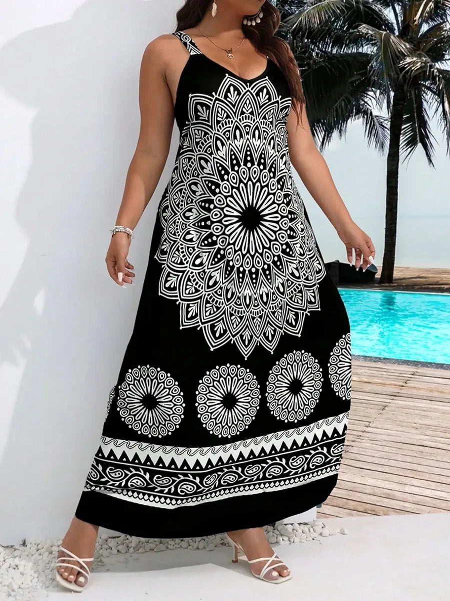 Women's Suspender Bohemian Backless Dress