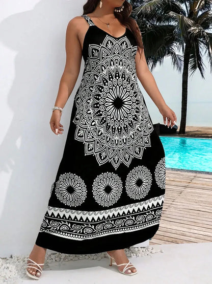 Women's Suspender Bohemian Backless Dress