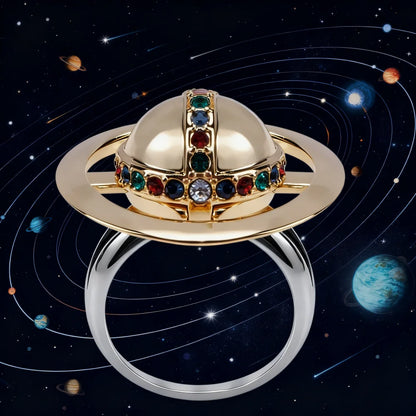 Sterling Silver Can Open Saturn  Ring