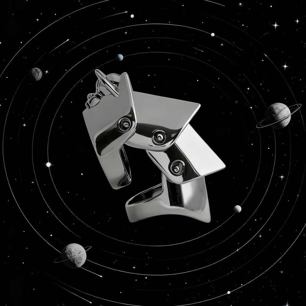 Silver ARMOUR Four Section Saturn Ring