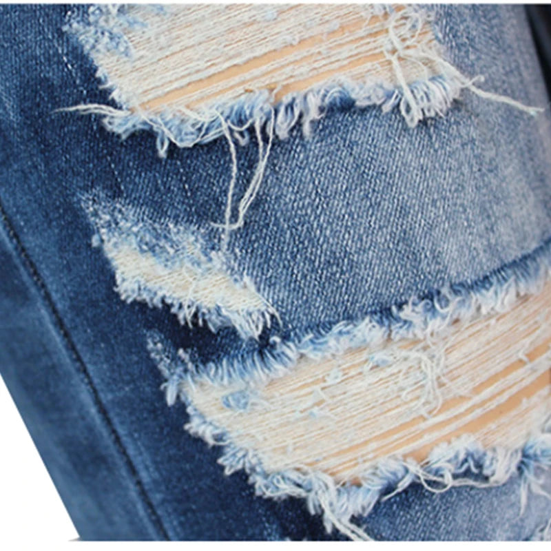 Women Jeans Blue Slim Ripped Jeans