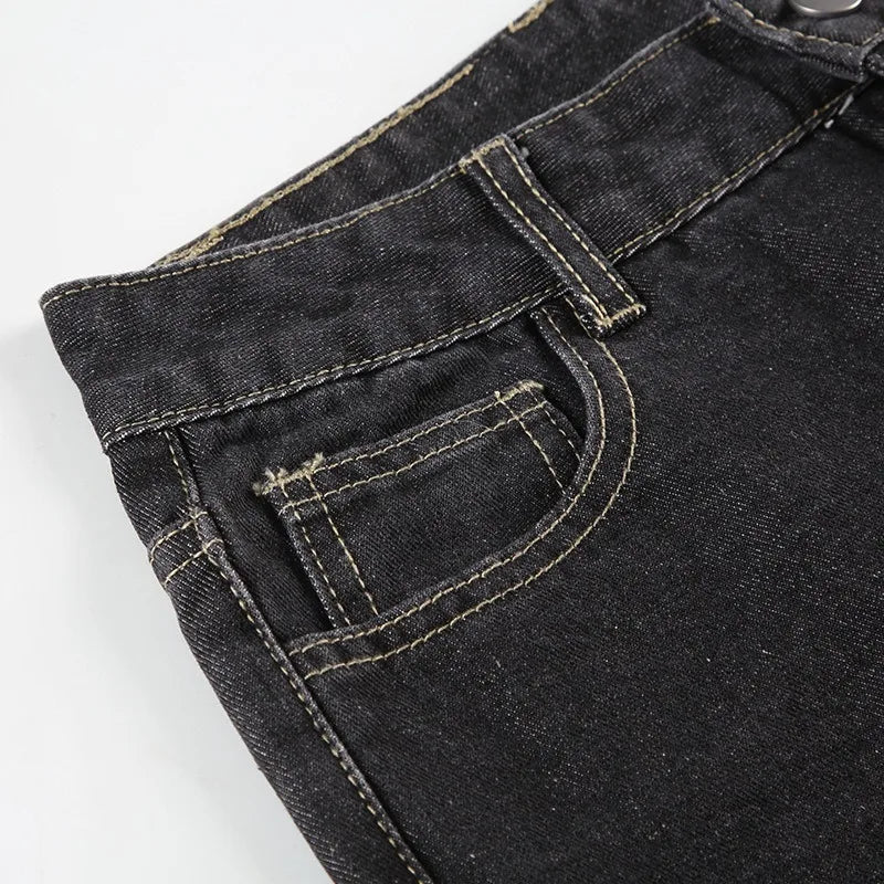 Floral Embroidery Jeans Vintage