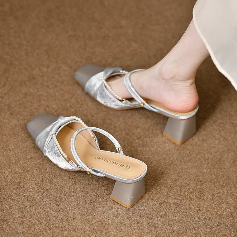Stunning open-toe slip-on women's exquisite shoes