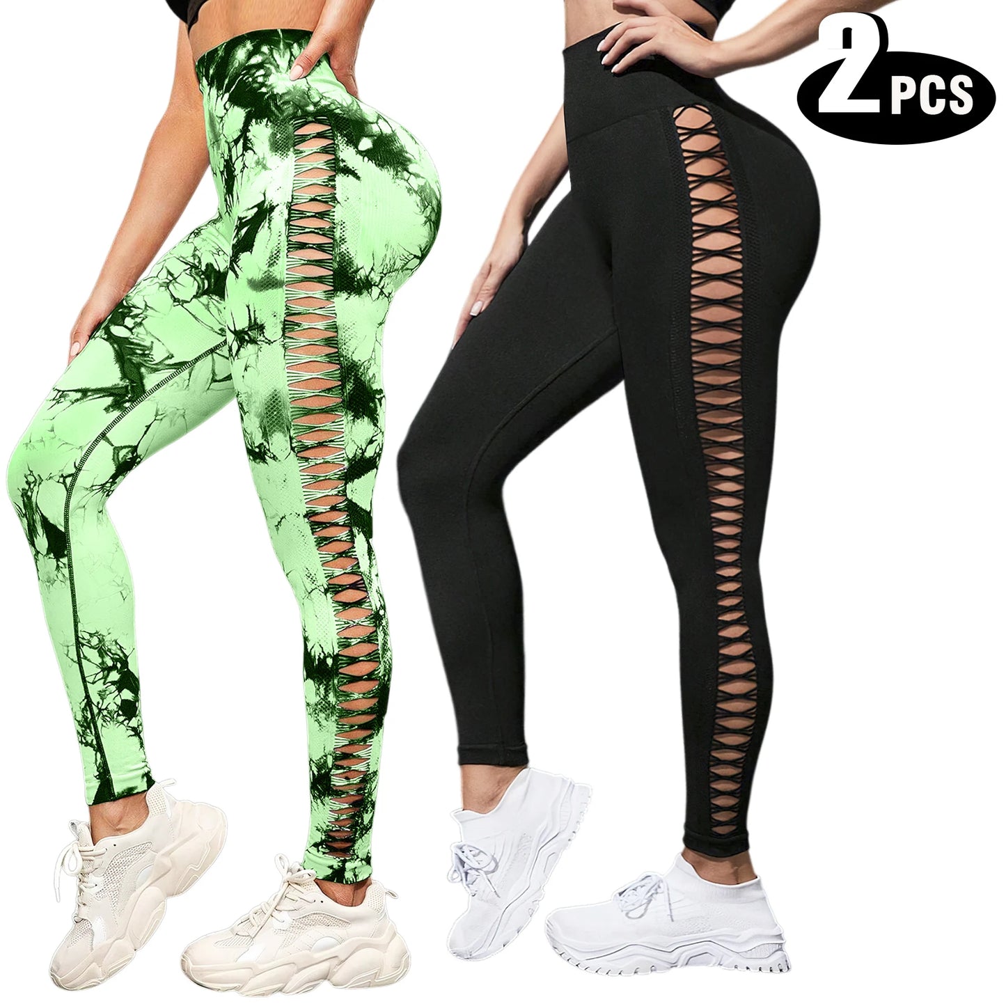 2 Pack High Waisted Sexy Butt Lifting Yoga Leggings