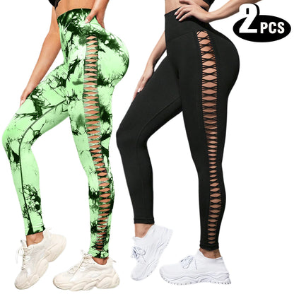 2 Pack High Waisted Sexy Butt Lifting Yoga Leggings
