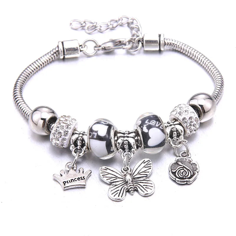 White Butterfly Charm Bracelet & Bangles