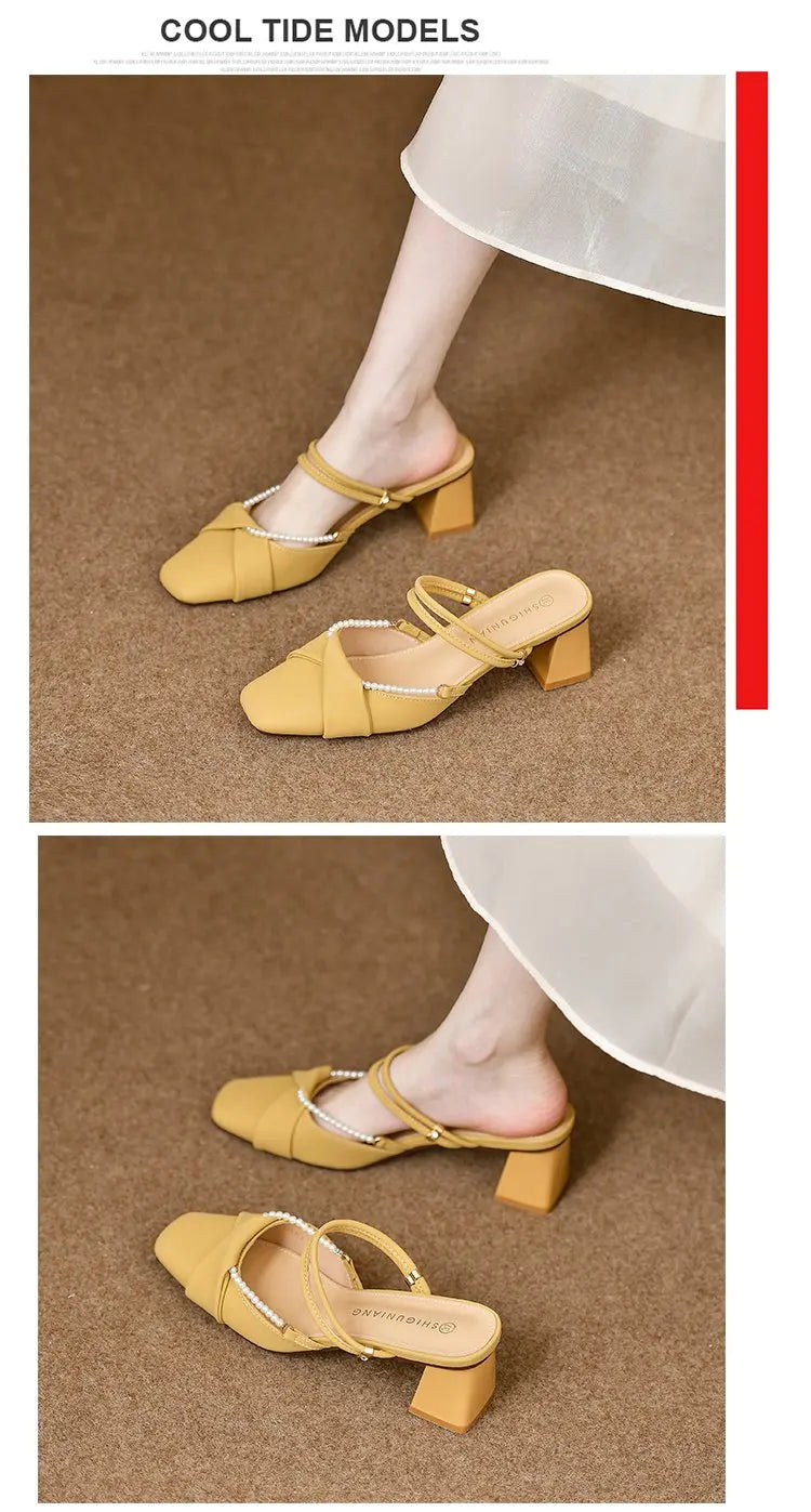 Stunning open-toe slip-on women's exquisite shoes