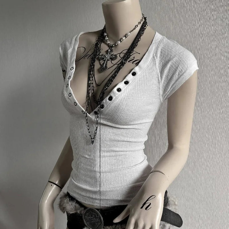 Spicy Girls Y2k Crop Top Button