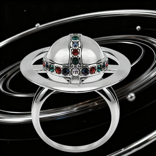 Sterling Silver Can Open Saturn  Ring