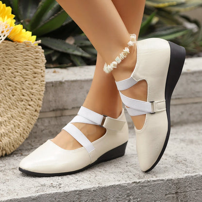 Mary Jane Flats with Pearl Ankle Strap