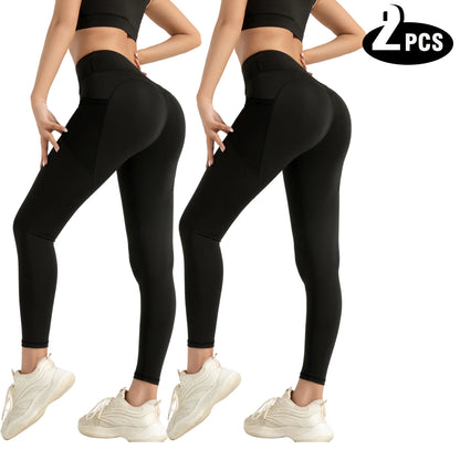 2 Pack High Waisted Sexy Butt Lifting Yoga Leggings