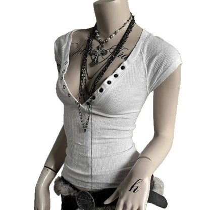 Spicy Girls Y2k Crop Top Button
