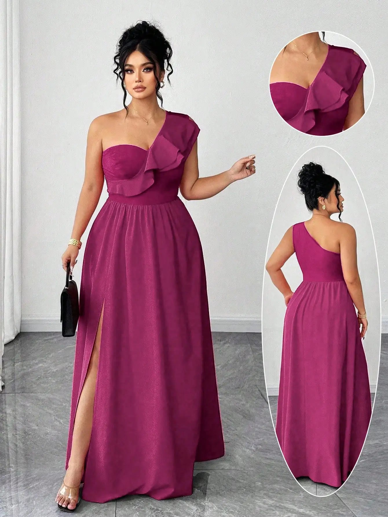 One-Shoulder Ruffle Maxi Dress