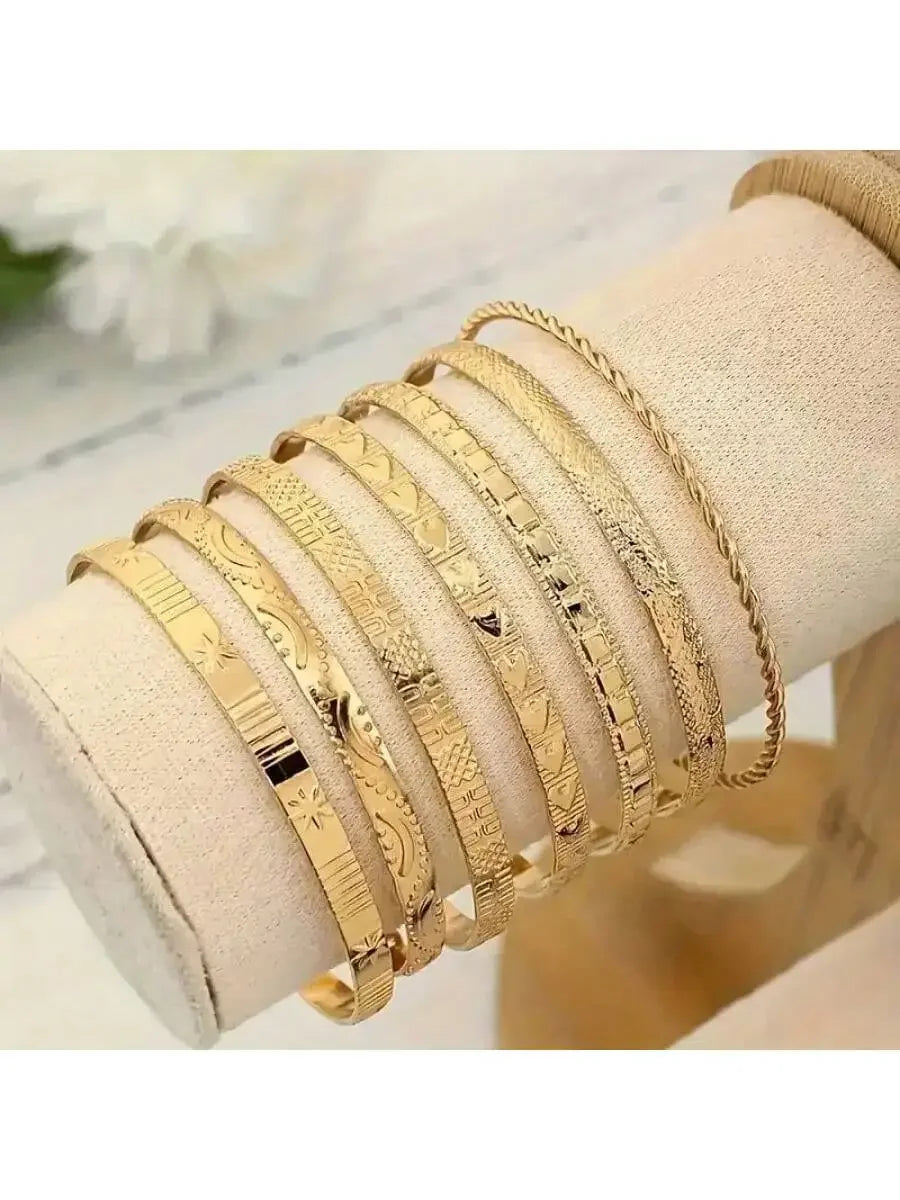 7-piece Metal Bead Decorative Bracelet