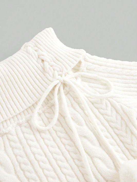 Kawaii Off Shoulder Fuzzy Sweater Dress