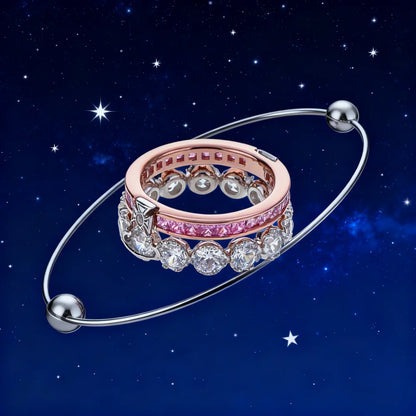 Sterling Silver Double-layer Diamond Saturn Ring