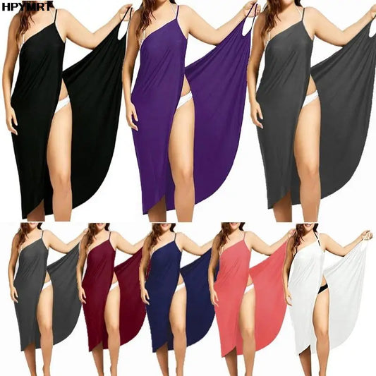 Ladies Halter Dress Solid Color Cross Sleeveless