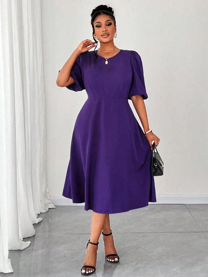 Puff Sleeve Midi Dress