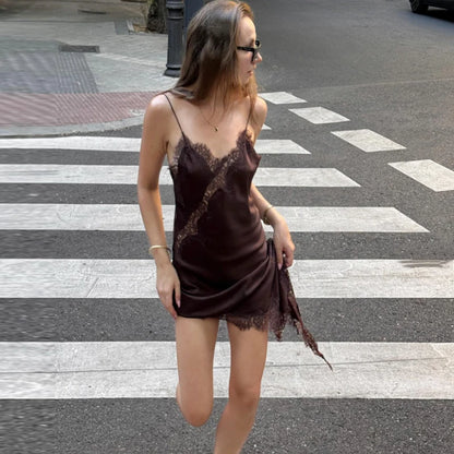 Dresses Lace Asymmetric Slip Dress