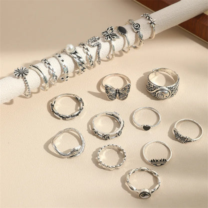Dark Style Butterfly & Flower Rings,
