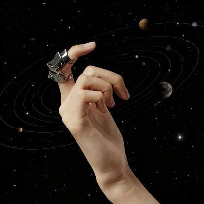 Silver ARMOUR Four Section Saturn Ring