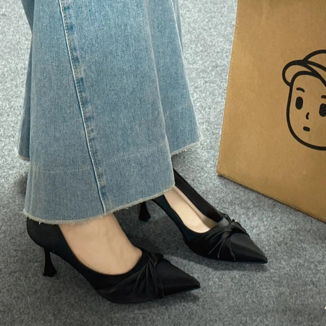Elegant Ladylike High Heels Retro British Style Pointed Toe Low Cut Women's Shoes Fashionable Minimalist Pure Color Summer Shoes