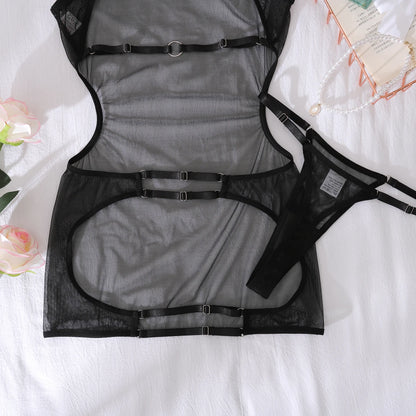Women's Seductive Sheer Backless Tank Underwear Kit