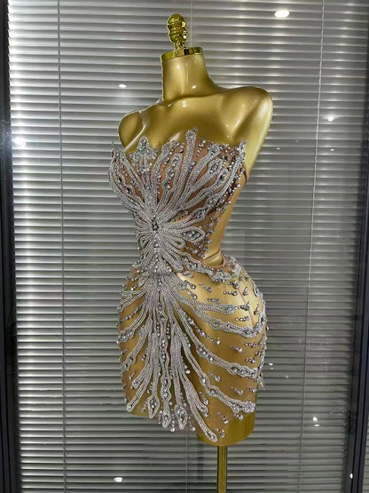 Shining Sequins Sexy Strapless  Mini Dress
