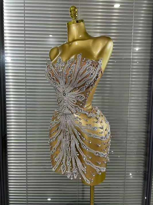 Shining Sequins Sexy Strapless  Mini Dress