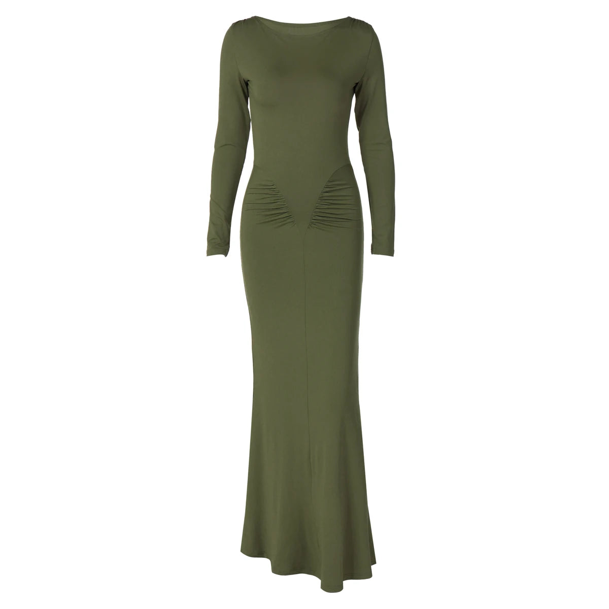 Long Sleeve Draped Sexy Bodycon Maxi Dress