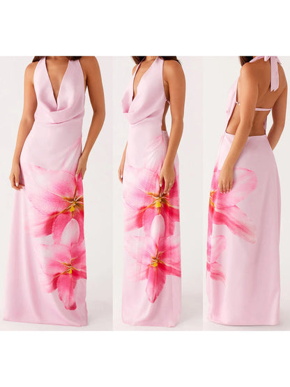 Elegant Floral Sleeveless Maxi Dress