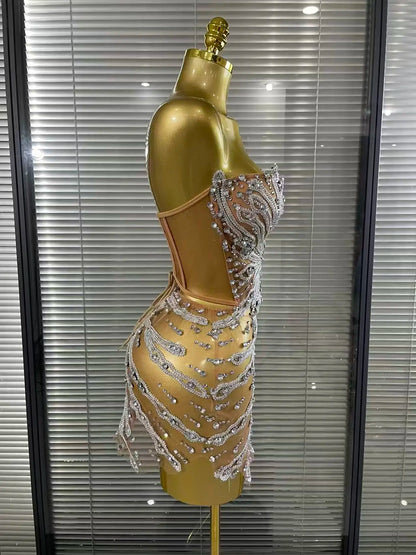 Shining Sequins Sexy Strapless  Mini Dress