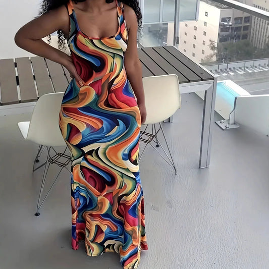 Casual Fashion Printed Wave Pattern Dress