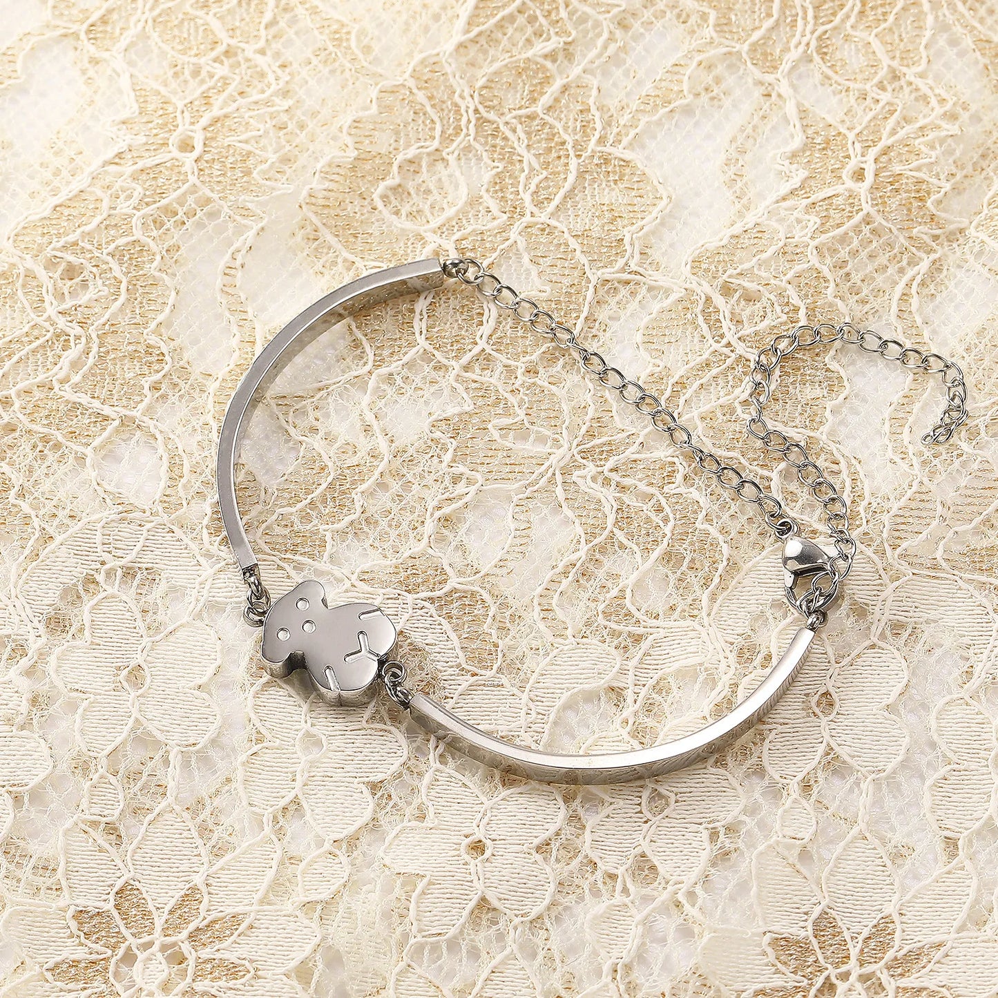 Bear Bracelet Stud Earrings Necklace Set,