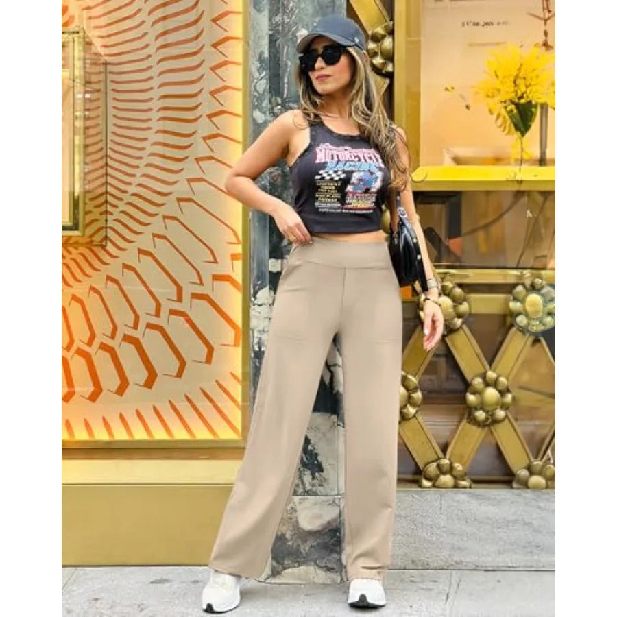 Yoga Pants, Wide-Leg with Pockets, High Waist
