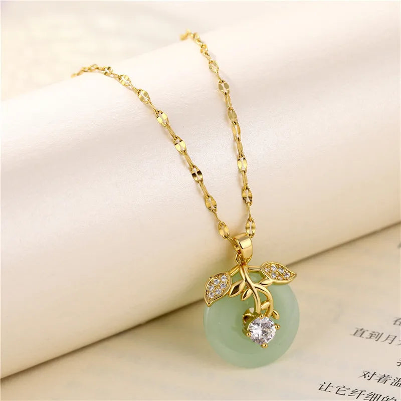 Green Zircon Crystal Pendant