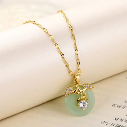 Green Zircon Crystal Pendant
