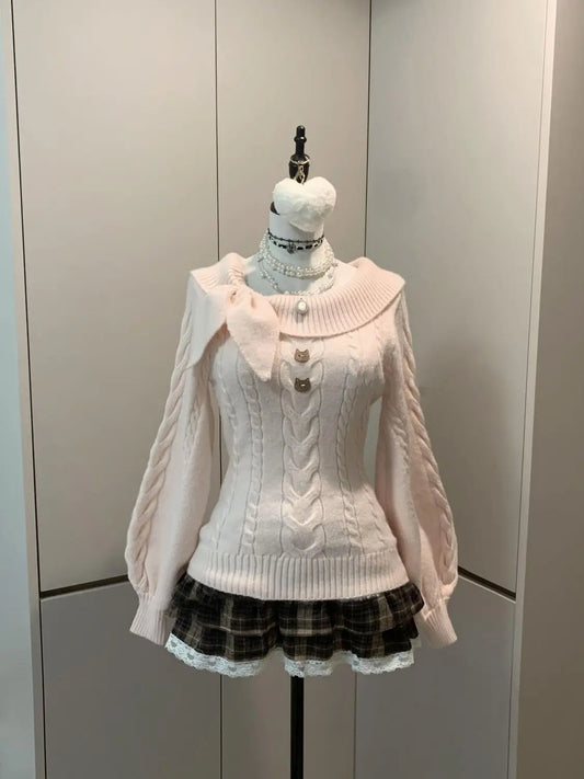 Preppy Style Sweet Knitted Sweater