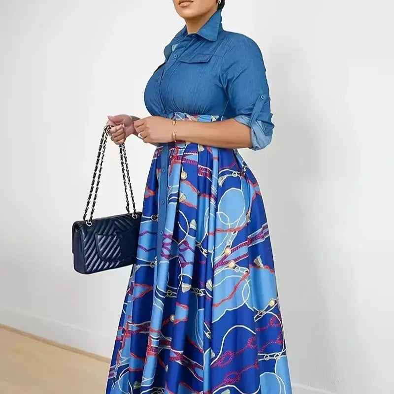 Women's Paisley Print Patchwork Dress